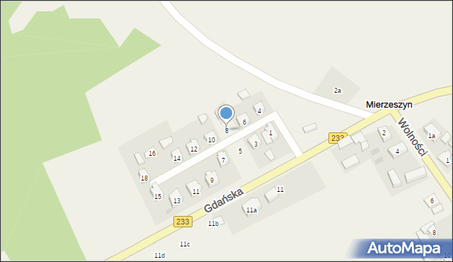 Mierzeszyn, Osiedlowa, 8, mapa Mierzeszyn