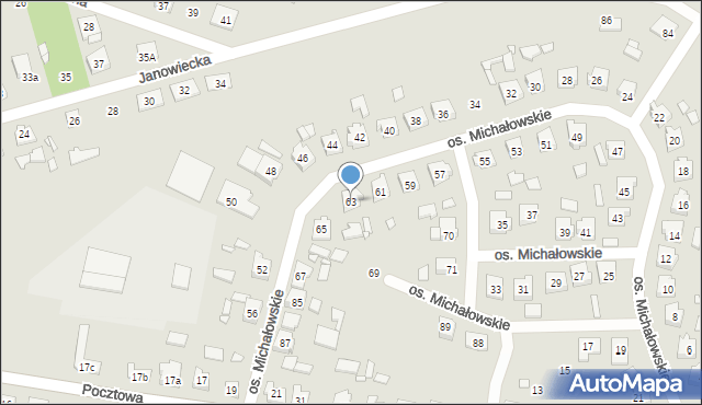 Mieścisko, Osiedle Michałowskie, 63, mapa Mieścisko