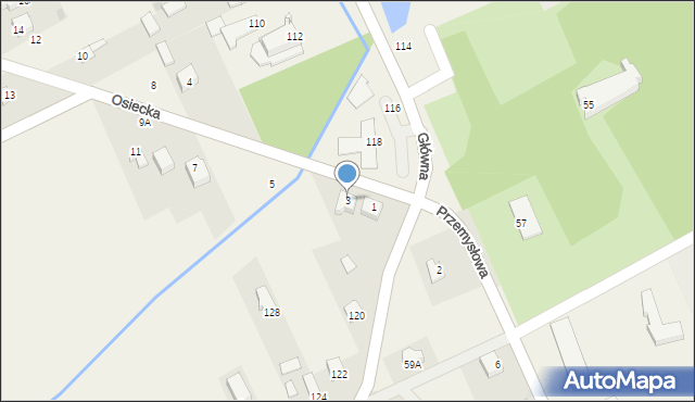 Miętne, Osiecka, 3, mapa Miętne