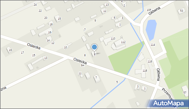 Miętne, Osiecka, 4, mapa Miętne