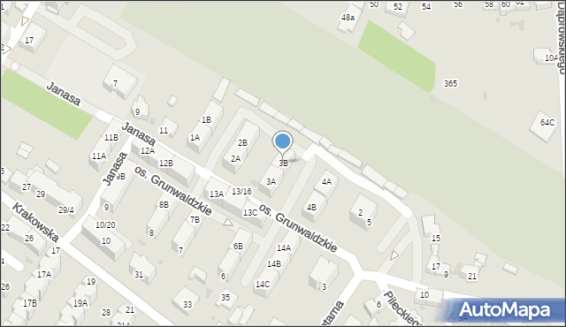 Mikołów, Osiedle Grunwaldzkie, 3B, mapa Mikołów