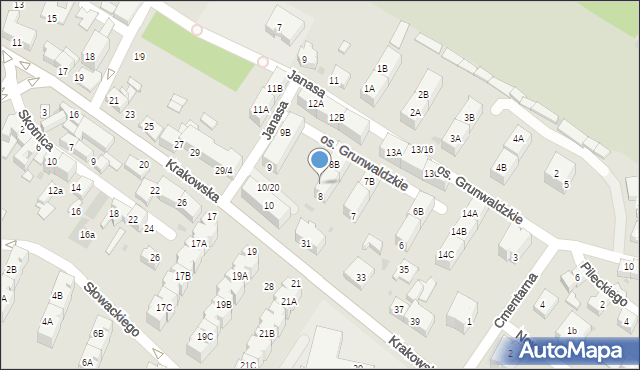 Mikołów, Osiedle Grunwaldzkie, 8A, mapa Mikołów