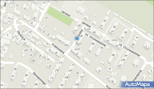 Mikołów, Osiedle Grunwaldzkie, 9, mapa Mikołów