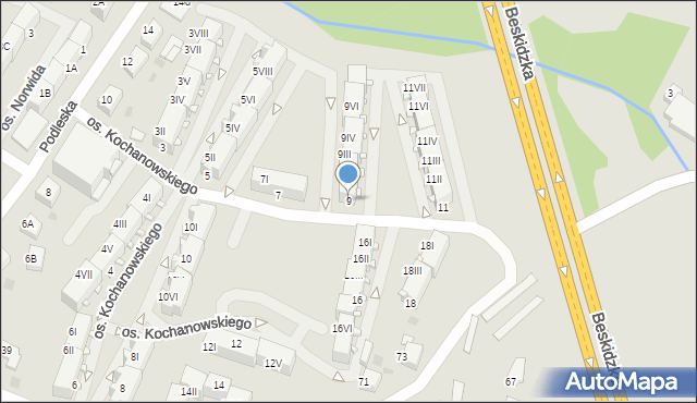 Mikołów, Osiedle Kochanowskiego Jana, 9, mapa Mikołów