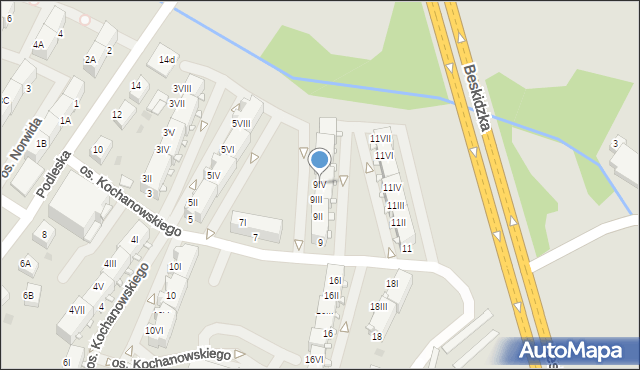 Mikołów, Osiedle Kochanowskiego Jana, 9IV, mapa Mikołów