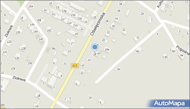 Mikołów, Oświęcimska, 16, mapa Mikołów