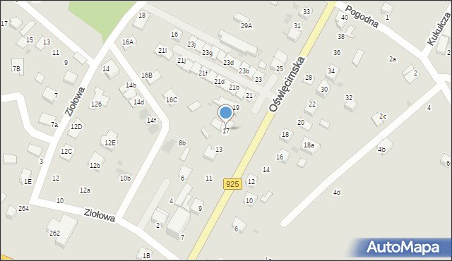Mikołów, Oświęcimska, 17, mapa Mikołów