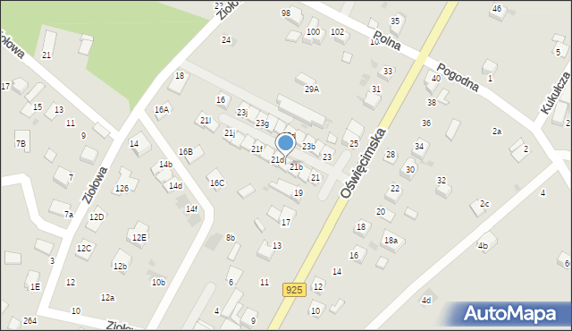 Mikołów, Oświęcimska, 21c, mapa Mikołów
