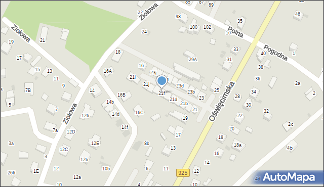 Mikołów, Oświęcimska, 21f, mapa Mikołów