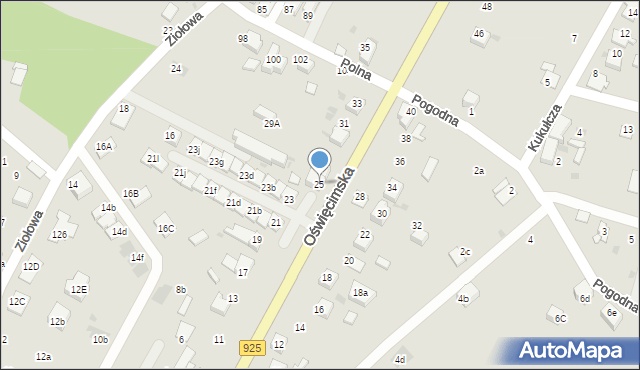 Mikołów, Oświęcimska, 25, mapa Mikołów