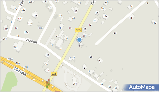 Mikołów, Oświęcimska, 6, mapa Mikołów