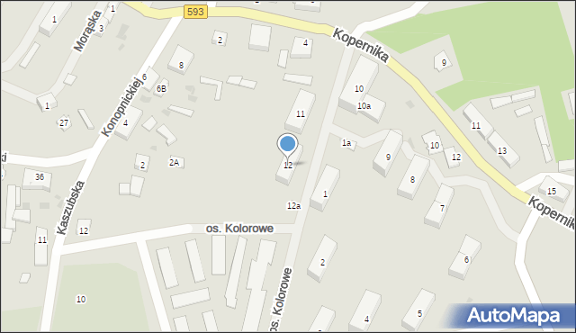Miłakowo, Osiedle Kolorowe, 12, mapa Miłakowo