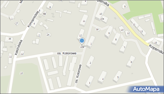 Miłakowo, Osiedle Kolorowe, 12a, mapa Miłakowo