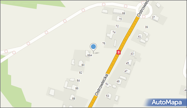 Miłków, Ostrowiecka, 78, mapa Miłków
