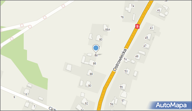Miłków, Ostrowiecka, 84, mapa Miłków