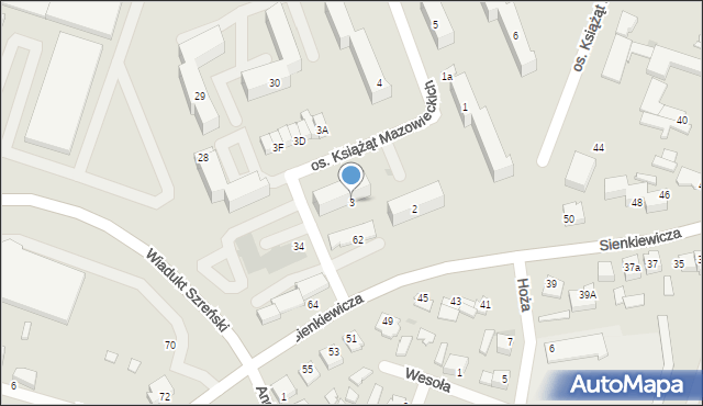 Mława, Osiedle Książąt Mazowieckich, 3, mapa Mława