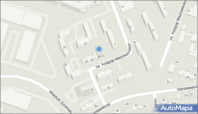 Mława, Osiedle Książąt Mazowieckich, 3A, mapa Mława