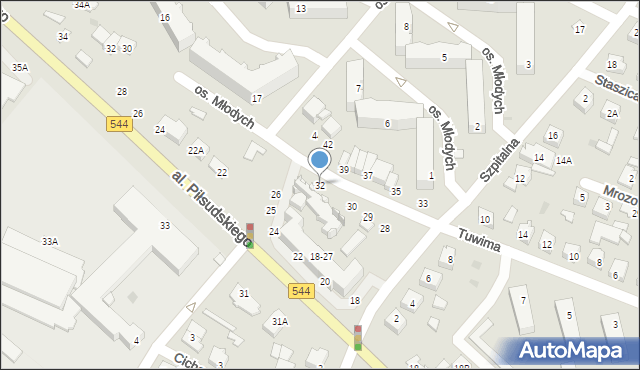 Mława, Osiedle Młodych, 32, mapa Mława