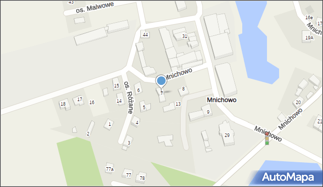 Mnichowo, Osiedle Różane, 7, mapa Mnichowo