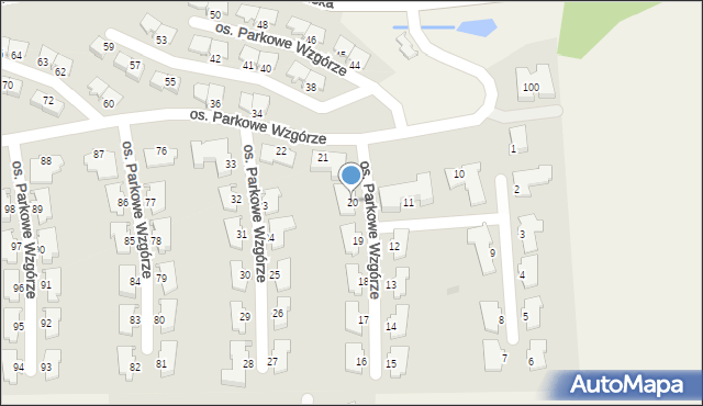Mogilany, Osiedle Parkowe Wzgórze, 20, mapa Mogilany