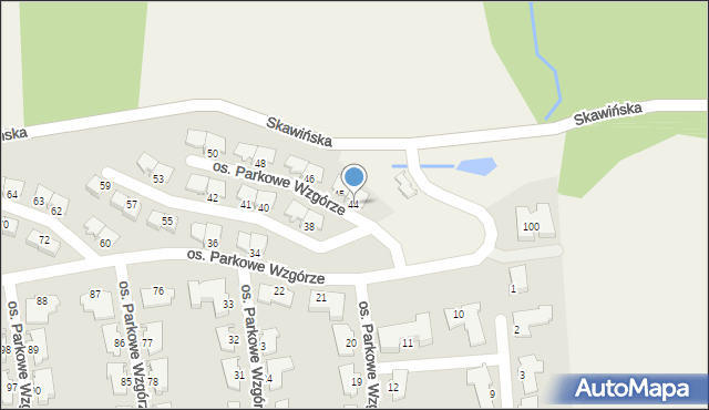 Mogilany, Osiedle Parkowe Wzgórze, 44, mapa Mogilany