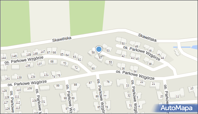 Mogilany, Osiedle Parkowe Wzgórze, 58, mapa Mogilany