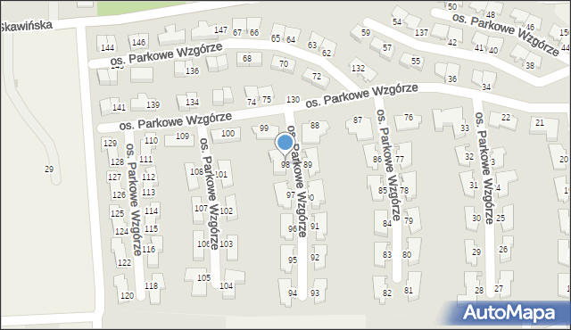 Mogilany, Osiedle Parkowe Wzgórze, 98, mapa Mogilany