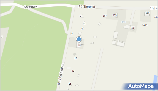 Mokre, Osiedle Pod Lasem, 10, mapa Mokre