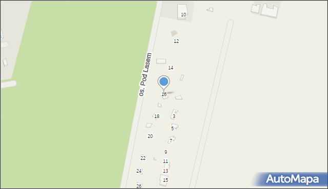 Mokre, Osiedle Pod Lasem, 16, mapa Mokre