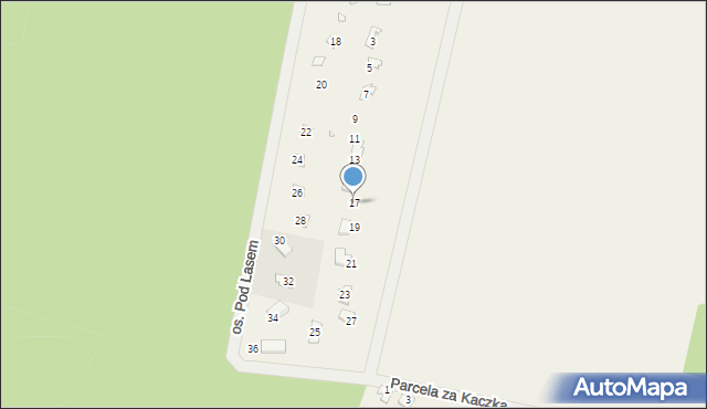 Mokre, Osiedle Pod Lasem, 17, mapa Mokre