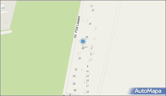 Mokre, Osiedle Pod Lasem, 18, mapa Mokre