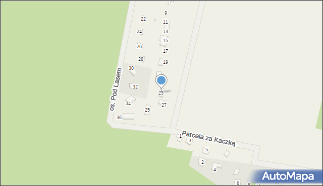 Mokre, Osiedle Pod Lasem, 23, mapa Mokre
