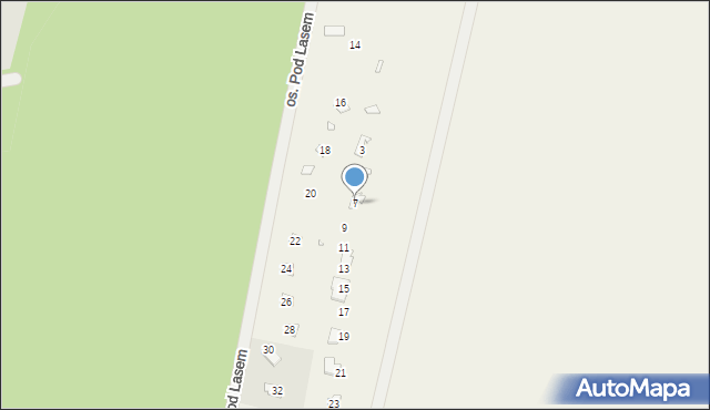 Mokre, Osiedle Pod Lasem, 7, mapa Mokre