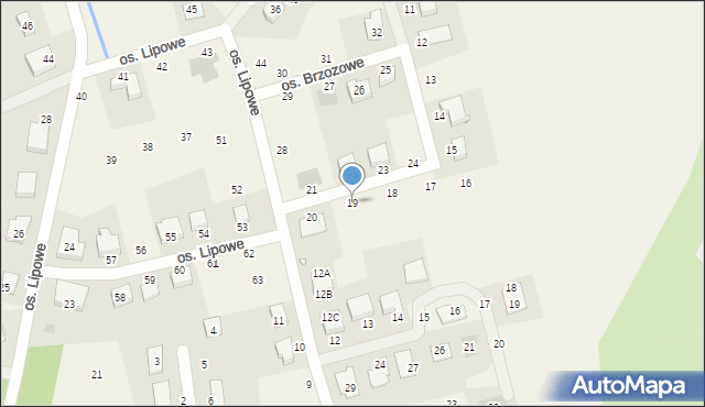 Mościenica, Osiedle Brzozowe, 19, mapa Mościenica