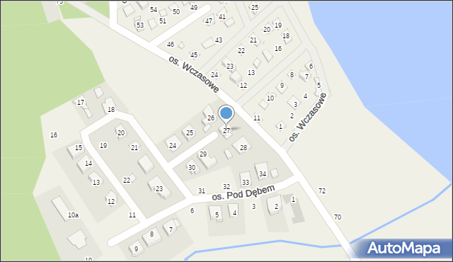 Mościenica, Osiedle Pod Dębem, 27, mapa Mościenica