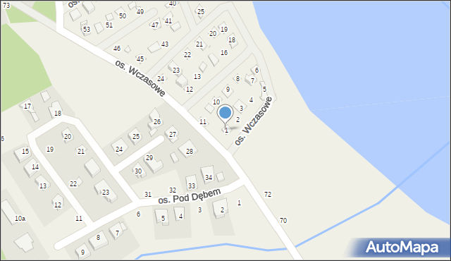 Mościenica, Osiedle Wczasowe, 1, mapa Mościenica