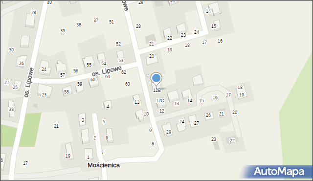 Mościenica, Osiedle Zielone Wzgórze, 12B, mapa Mościenica