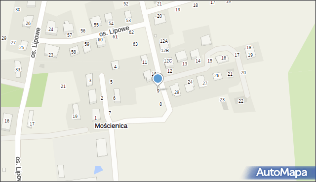 Mościenica, Osiedle Zielone Wzgórze, 9, mapa Mościenica