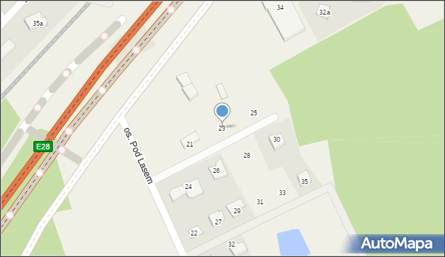 Mosty, Osiedle Pod Lasem, 23, mapa Mosty