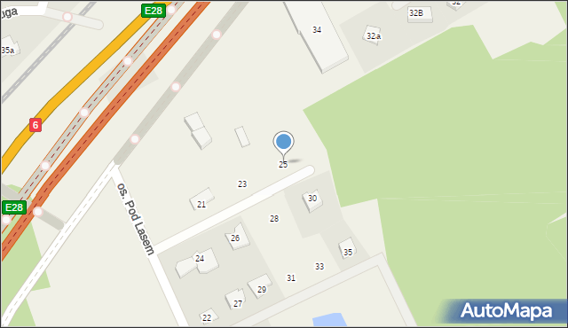Mosty, Osiedle Pod Lasem, 25, mapa Mosty