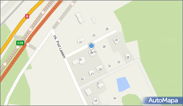 Mosty, Osiedle Pod Lasem, 26, mapa Mosty