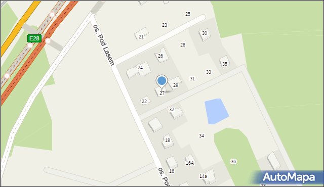 Mosty, Osiedle Pod Lasem, 27, mapa Mosty