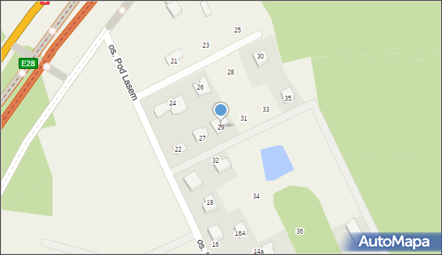 Mosty, Osiedle Pod Lasem, 29, mapa Mosty