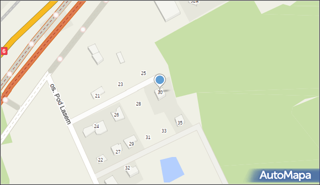 Mosty, Osiedle Pod Lasem, 30, mapa Mosty