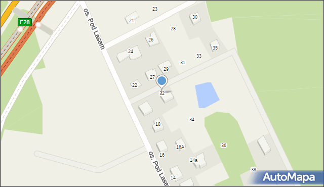 Mosty, Osiedle Pod Lasem, 32, mapa Mosty