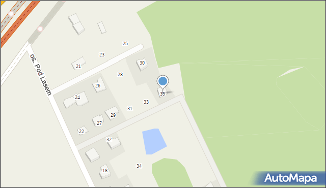 Mosty, Osiedle Pod Lasem, 35, mapa Mosty
