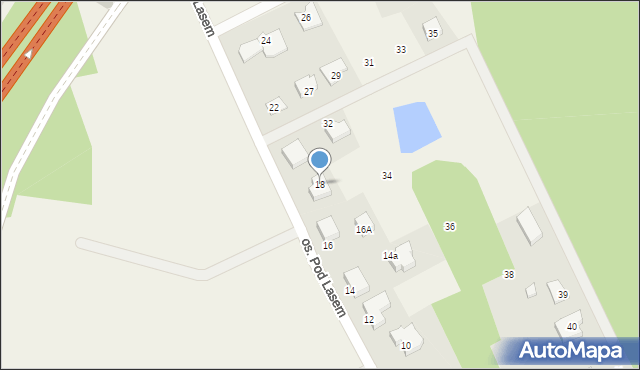 Mosty, Osiedle Pod Lasem, 18, mapa Mosty