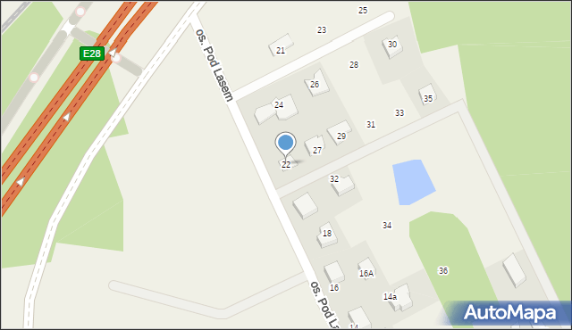 Mosty, Osiedle Pod Lasem, 22, mapa Mosty