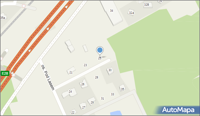 Mosty, Osiedle Pod Lasem, 25, mapa Mosty