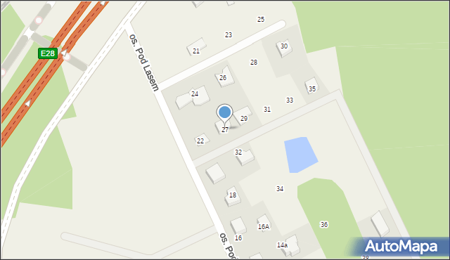 Mosty, Osiedle Pod Lasem, 27, mapa Mosty